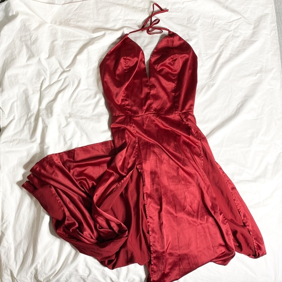 ROMA Satin Elegance Burgundy Dress - Picture 2 of 3